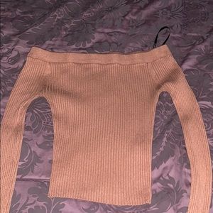 Peach long sleeve off shoulder top